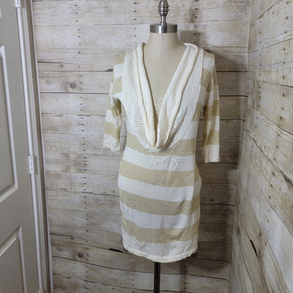Sheer Mingle deep V dress size S